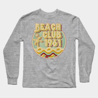 vintage retro beach club 70s 1961 with spirale turqoise Long Sleeve T-Shirt